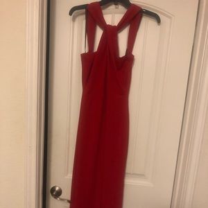 BEBE Long red halter dress NWOT